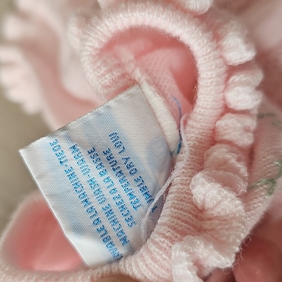 Vintage Ja. nor Knit Delicate Pointelle Light Pink Floral Embroidered Dress, 18m - Picture 8 of 10